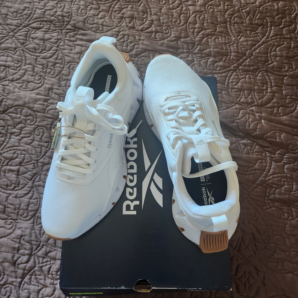Reebok White Athletic Sneakers with Gum Accent